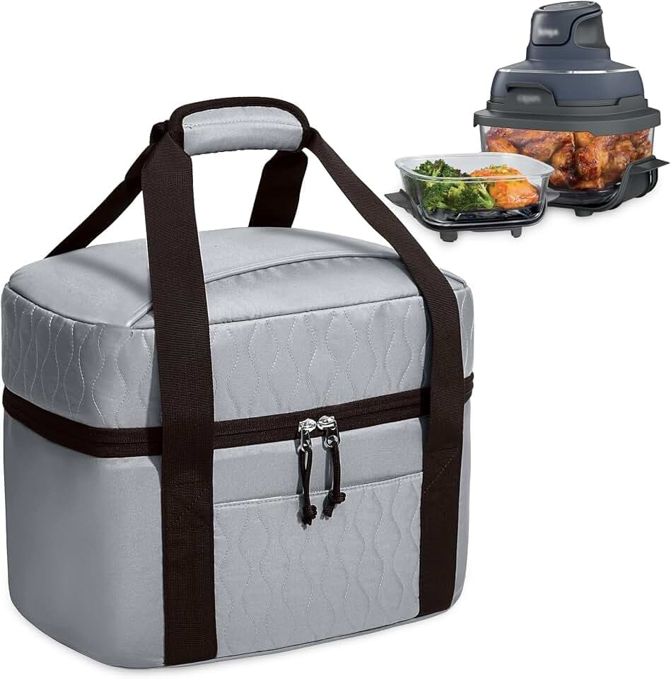 LUXJA Insulated Air Fryer Carrying Bag Compatible with Ninja, Gray