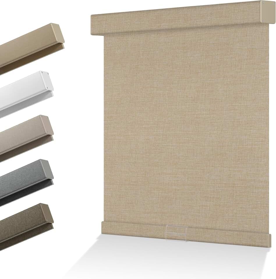 Blackout Roller Shades for Indoor Windows, Beige, 31" W x 72" H