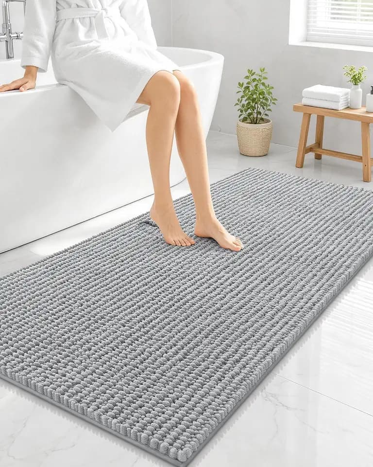 Smiry Thick Bathroom Rugs 47x24, Extra Soft Absorbent Chenille Bath Mat