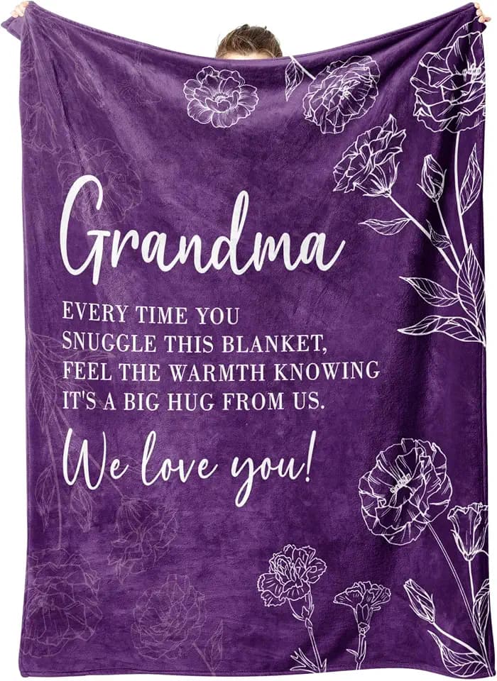 GiltGlimmer Grandma Gifts, Grandma Floral Blanket 50" x 60", Purple