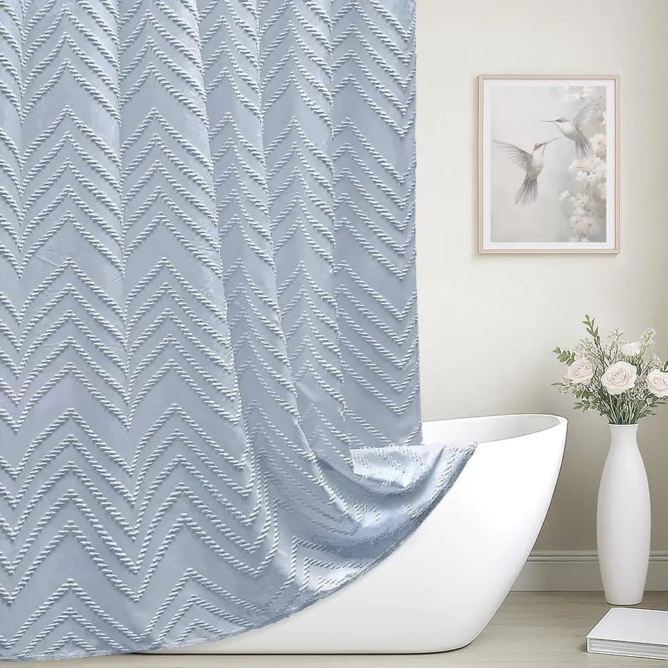 Fog Blue Boho Fabric Shower Curtain 72 x 72 Inches