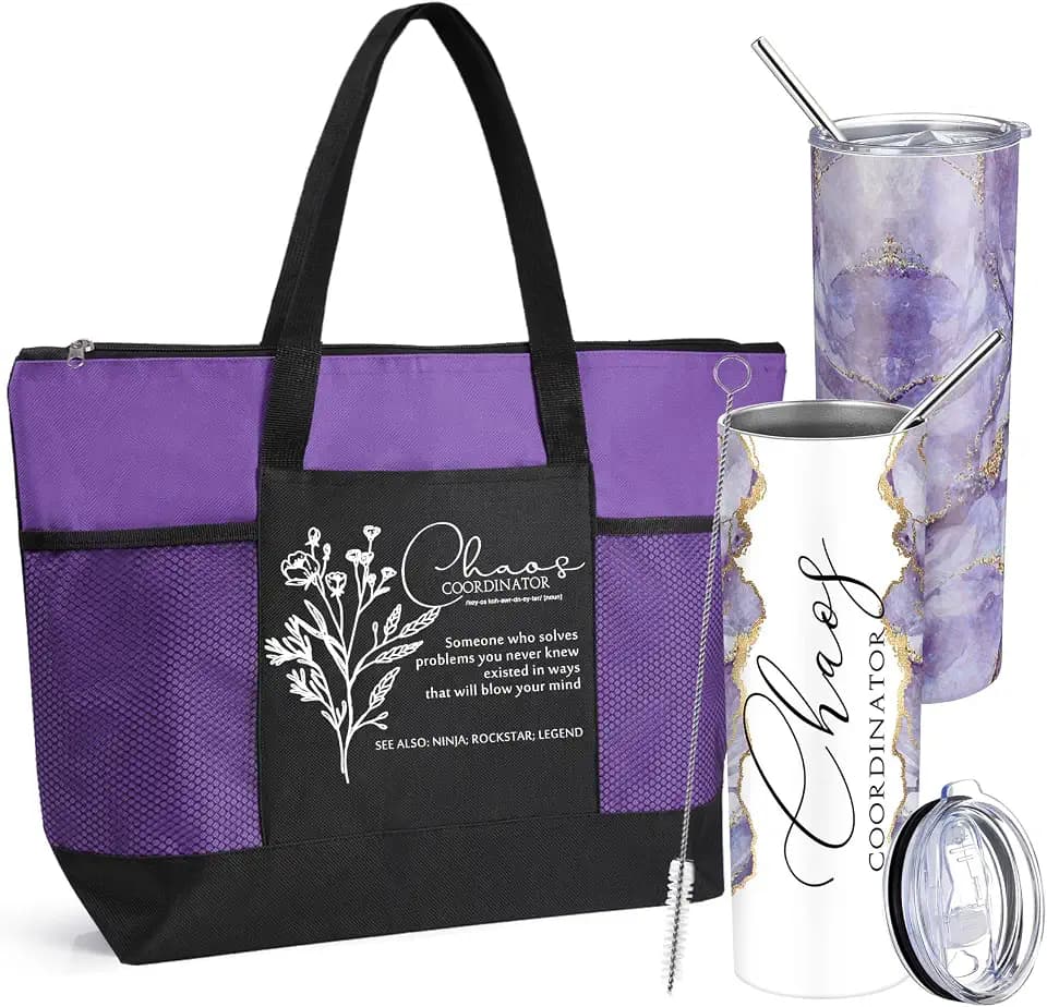 Buryeah 2 Pcs Chaos Coordinator Gift for Women Coworker, Purple