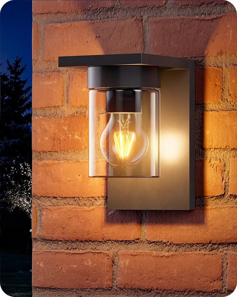 EDISHINE Außenwandleuchte mit Klarglas, E27, IP44, Schwarz