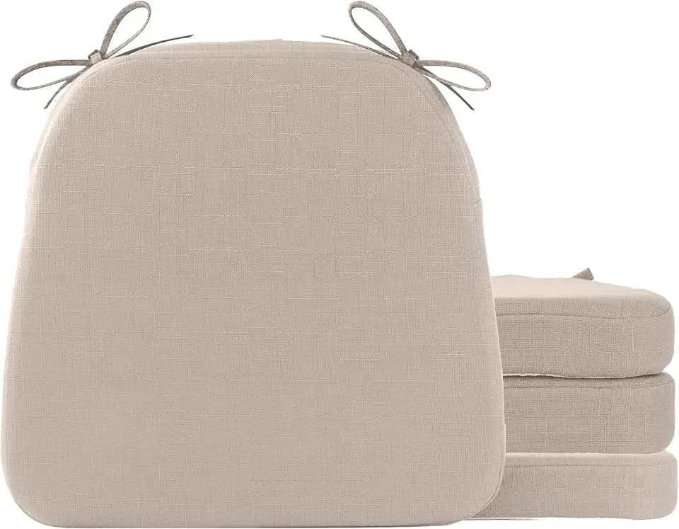 Battilo Seat Cushions for Kitchen Chairs, 16"x16"x2", Set of 4, Beige