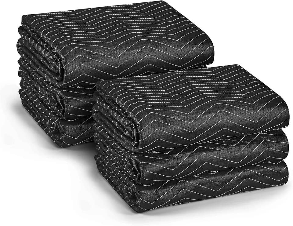 Heavy Duty Moving Blankets 72x80 Inches, 6 Pack Extra Thick Quilted Furniture Pads for Moving, Packing Blankets for Household Goods Storage, Reusable Covers for Van/Truck Rental