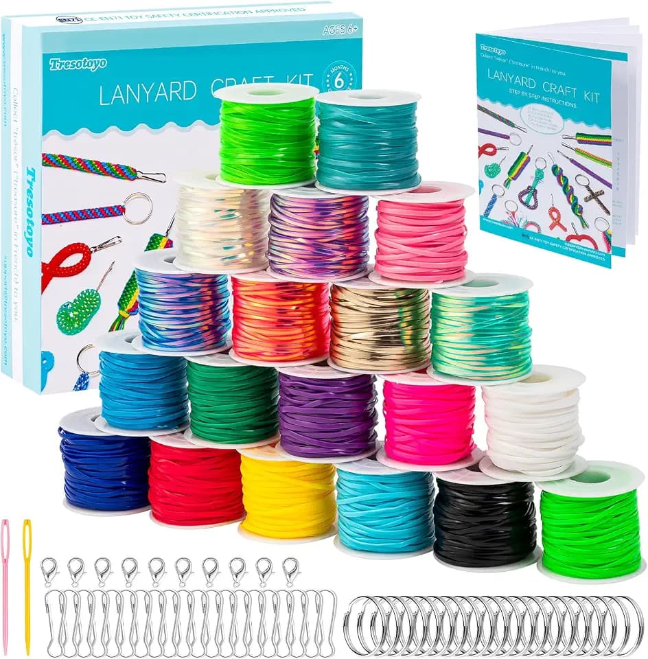Lanyard String, 20 Rolls Gimp String Kit, Plastic Strings Lacing Cord