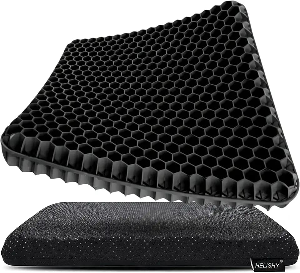 Egg Gel Seat Cushion, Breathable Gel Cushion Chair Pads with Non-Slip Cover for Home Office Car Wheelchair, Honeycomb Design Egg Seat Cushion As Seen On TV (Black)