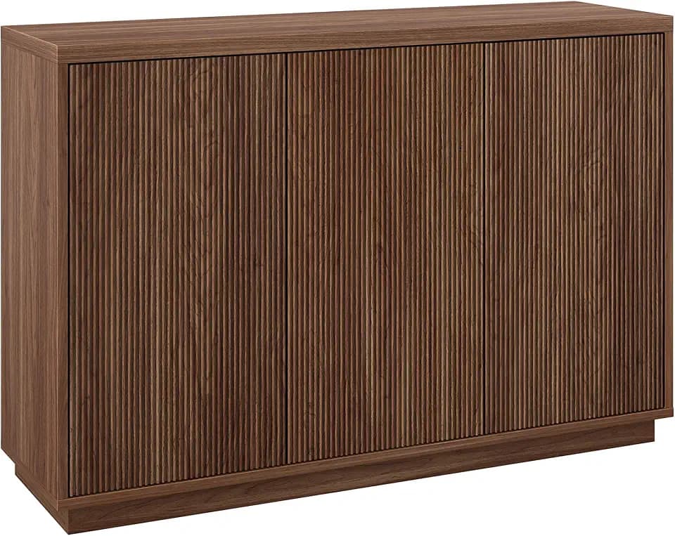 Henn&Hart 48" Fluted Modern Sideboard Buffet Cabinet, Medium Walnut