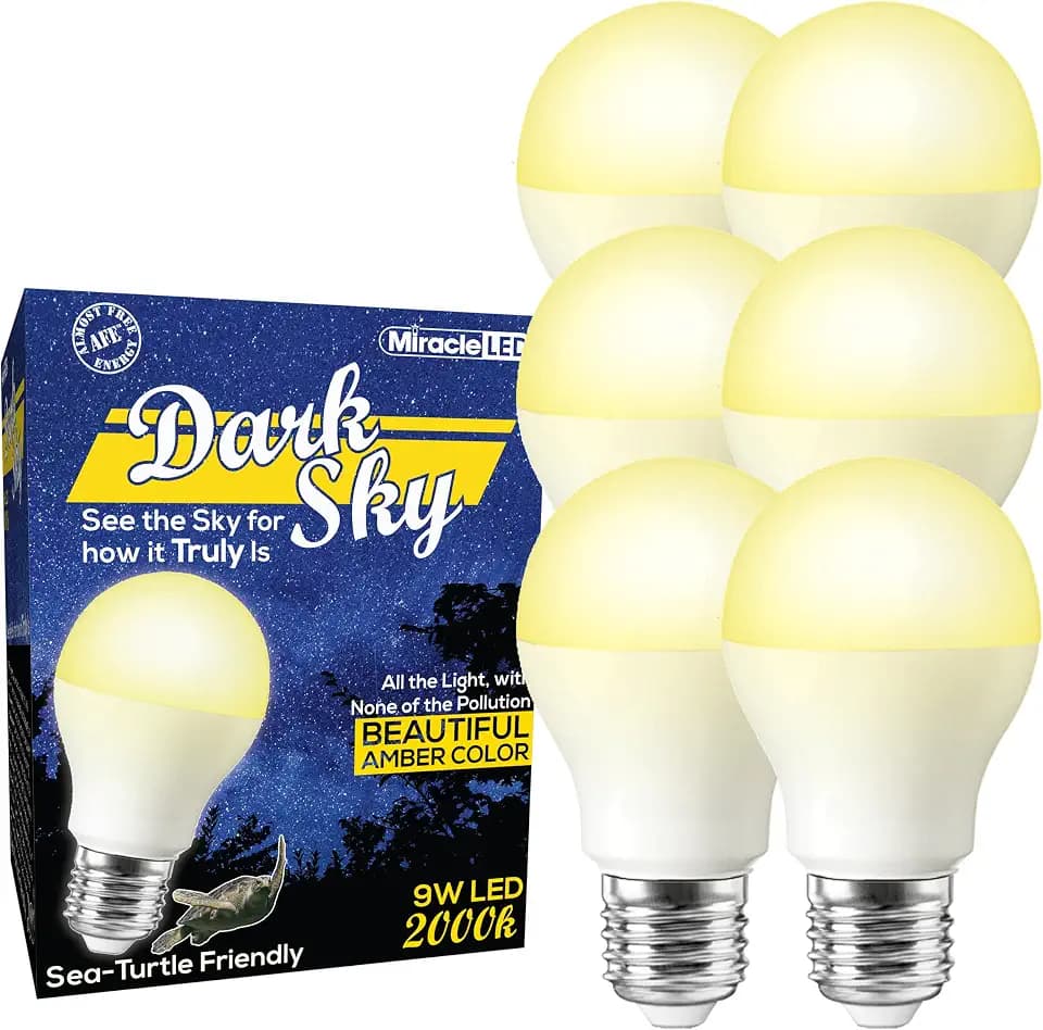 Miracle LED 9W Bulb Dark Sky Light for Light Pollution, Parks, Streetlights ect., Amber, 6-Pack