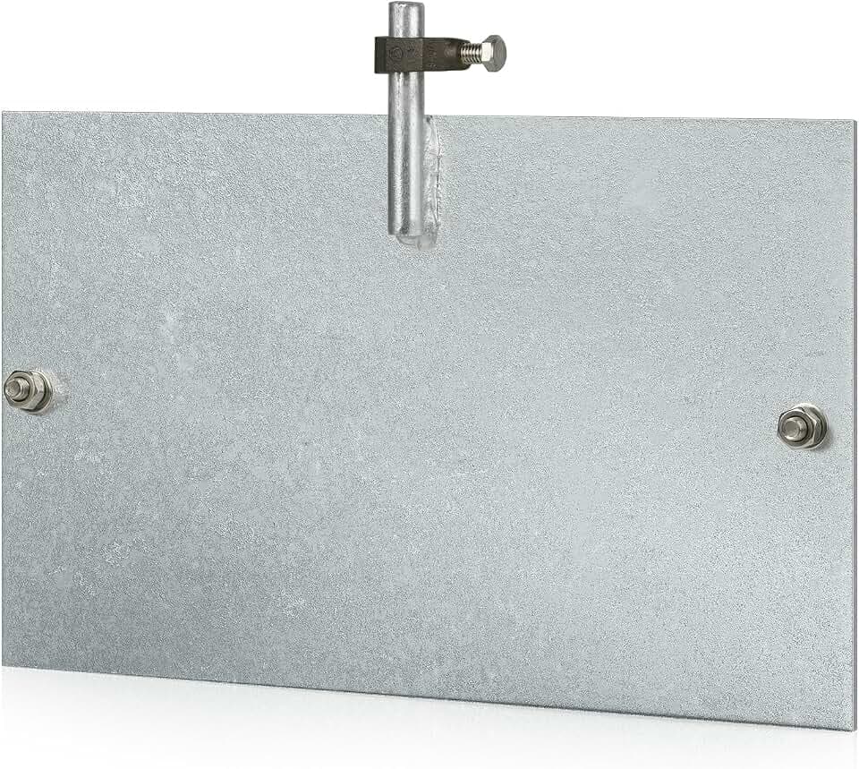 Steel Ground Plate,HDG, with 5/8 Direct Burial Connector UL Listed, 16" x 10" x 1/4" for Grounding Rod System Lightning Protection (1PC 16" x 10" x 1/4" HDG Ground Plate)