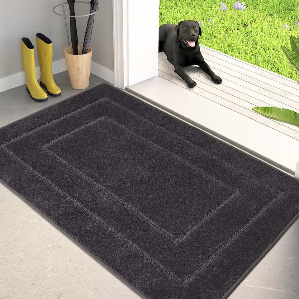 PURRUGS Dirt Trapping Door Mat Indoor Entrance, 32" x 47", Charcoal