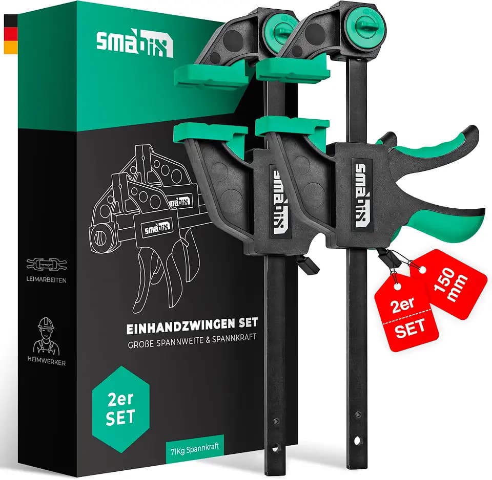 Einhandzwingen 2er Set, 150 mm Spannweite, Schraubzwingen, Zwingen
