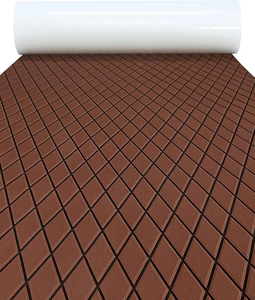 KXKZREN EVA Foam Boat Flooring Decking Sheet 6mm Thick Diamond Anti-Slip Marine Flooring Mat Self Adhesive Deck Pad for Bass Boat Yacht Motorboat RV Cooler Tops,47.2" x 94.5" / 27.6"x74.8"