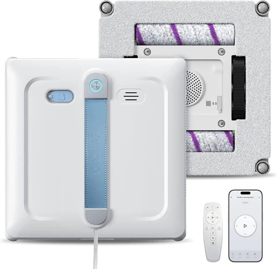 Window Cleaning Robot - Patented DualFore Tech, Turbo Roller Brush + Microfiber Pad Combo Cleaning, 6 Wide-Angle Spray Nozzles, AI Nav, Multi-Layer Safety, App/Remote Control