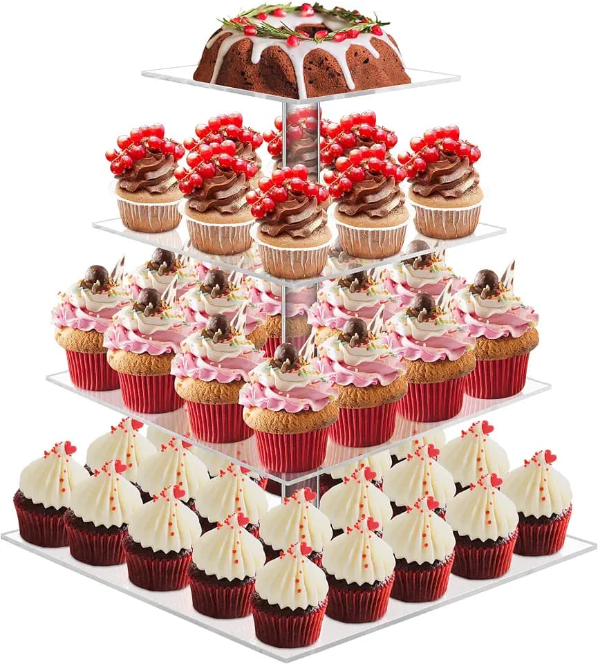 Cupcake Stand 4 Tier Acrylic Cupcake Tower for 52 Cupcakes