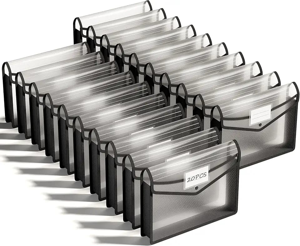 ThinkTex Plastic Expanding File Folder, Transparent envelopes with Snap