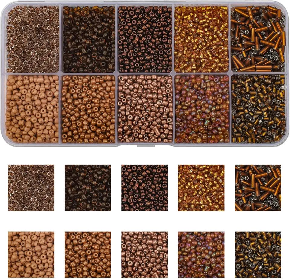 5000pcs Brown Glass Seed Tube Bugle Beads for DIY Jewelry Making