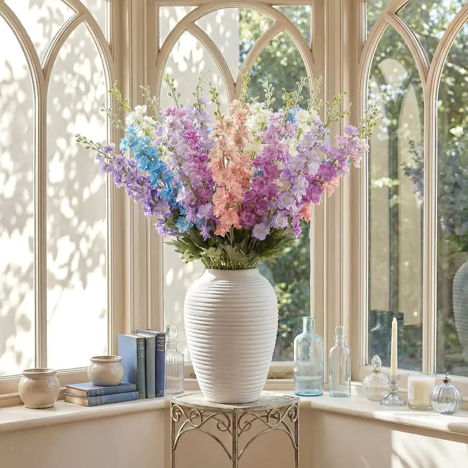 Suncalla 20 Delphinium Artificial Flowers 33.5" Long Stem,Mixed Color