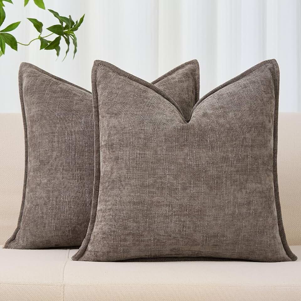 Allorry Throw Pillow Covers 22x22 Grey Chenille Solid Home DecorSY014A22