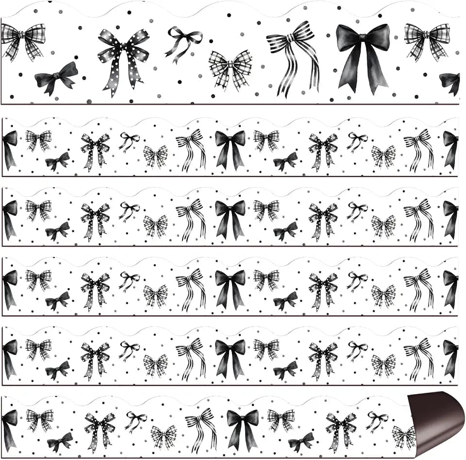 TaoBary 24 Pcs Black Bow Magnetic Borders for Whiteboard Classroom