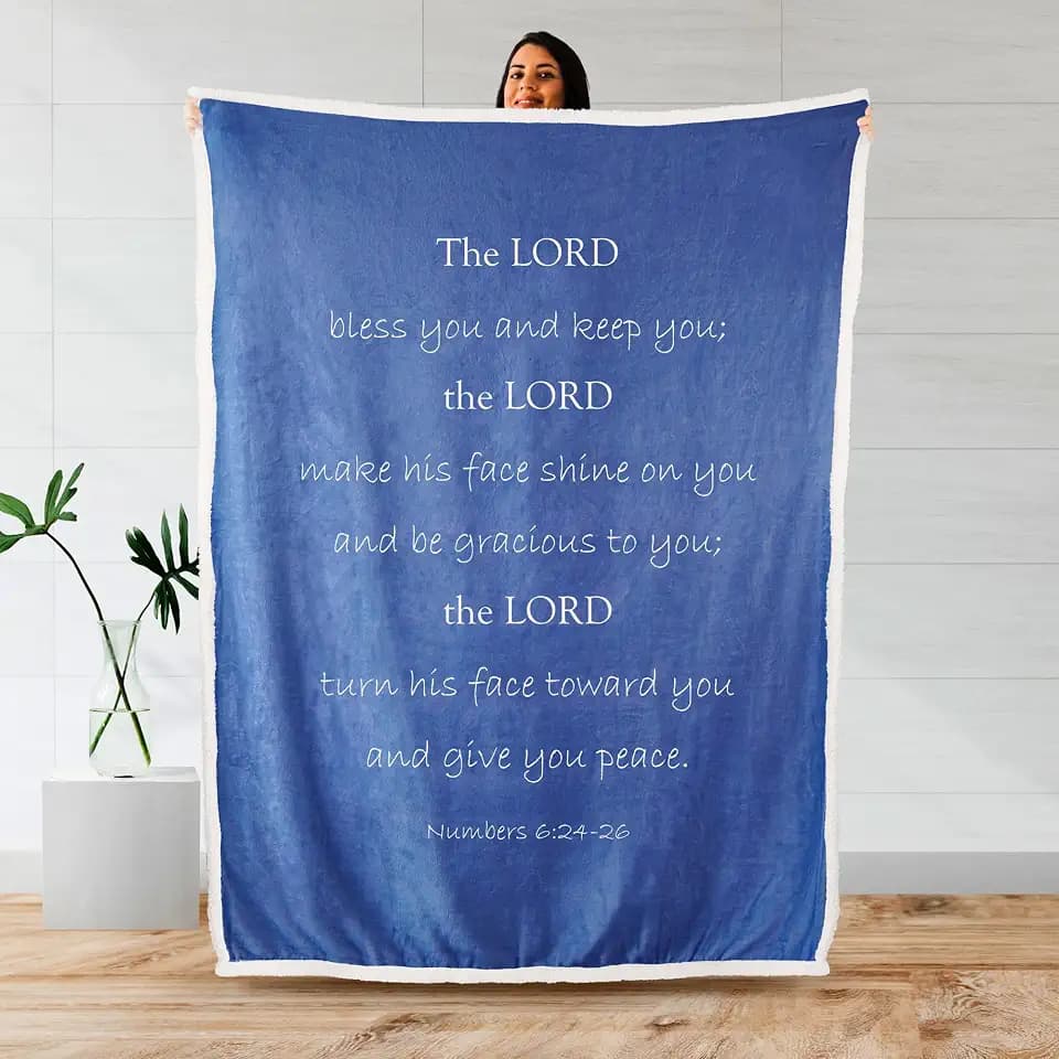 Prayer Blanket, Ultra Soft DoubleLayer Scripture 50"x65"Blue Indigo Blanket
