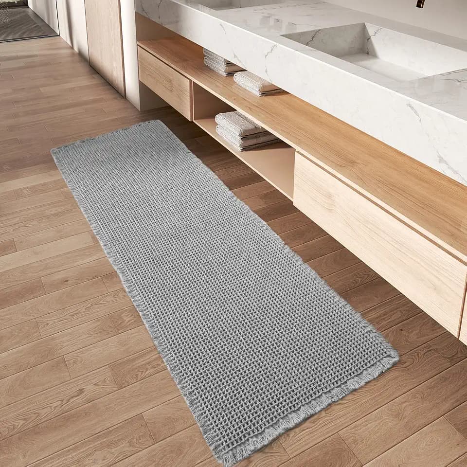 AMOAMI Light Grey, Quick Dry Washable Bathroom Rugs, Extra Soft Decorative Bath Rugs for Bathroom Floor, Beside Tub and Shower
