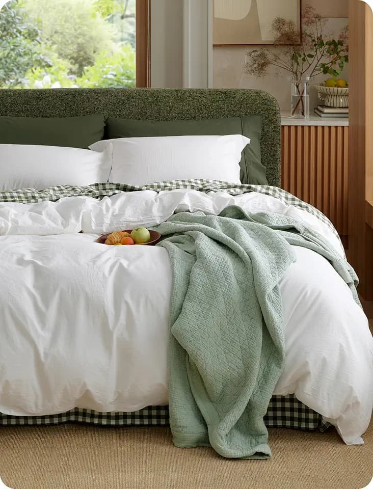 Bedsure PureWoven 100% Washed Cotton Duvet Cover Set, Twin Size, 2-PC