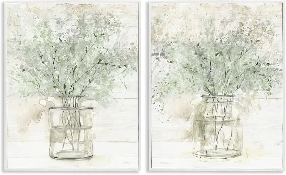 Country Florals Delicate Blooming, 24 x 30 Inch Framed Giclée Print Set