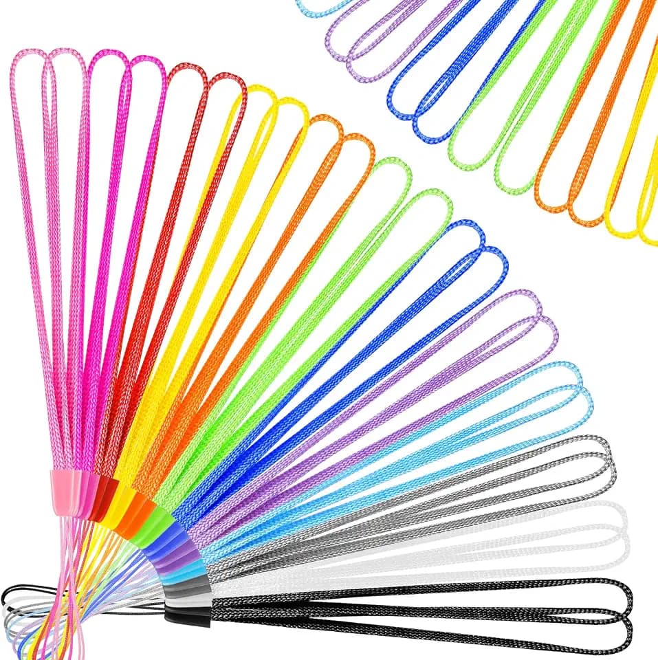 Shappy 100 Pcs Hand Wrist Strap Lanyard Bulk 7inch Nylon String,Multicolor