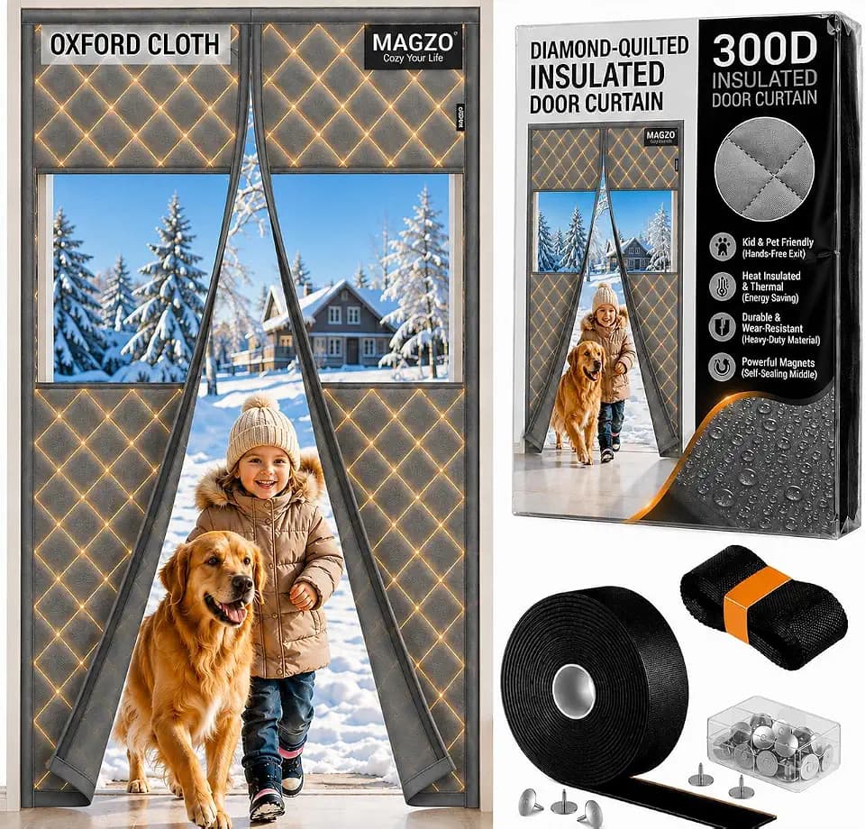MAGZO Thermal Door Cover for Winter, Fits 36" x 82" Door, Gray
