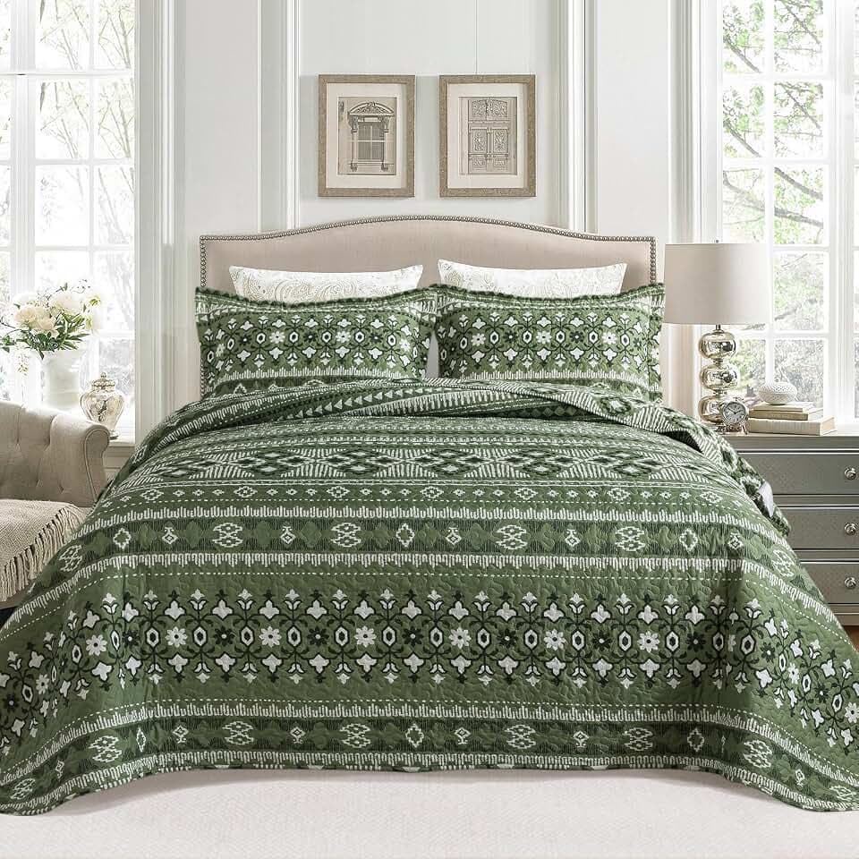 BEDIFANY Quilts King Size, Reversible Lightweight Boho Bedspread