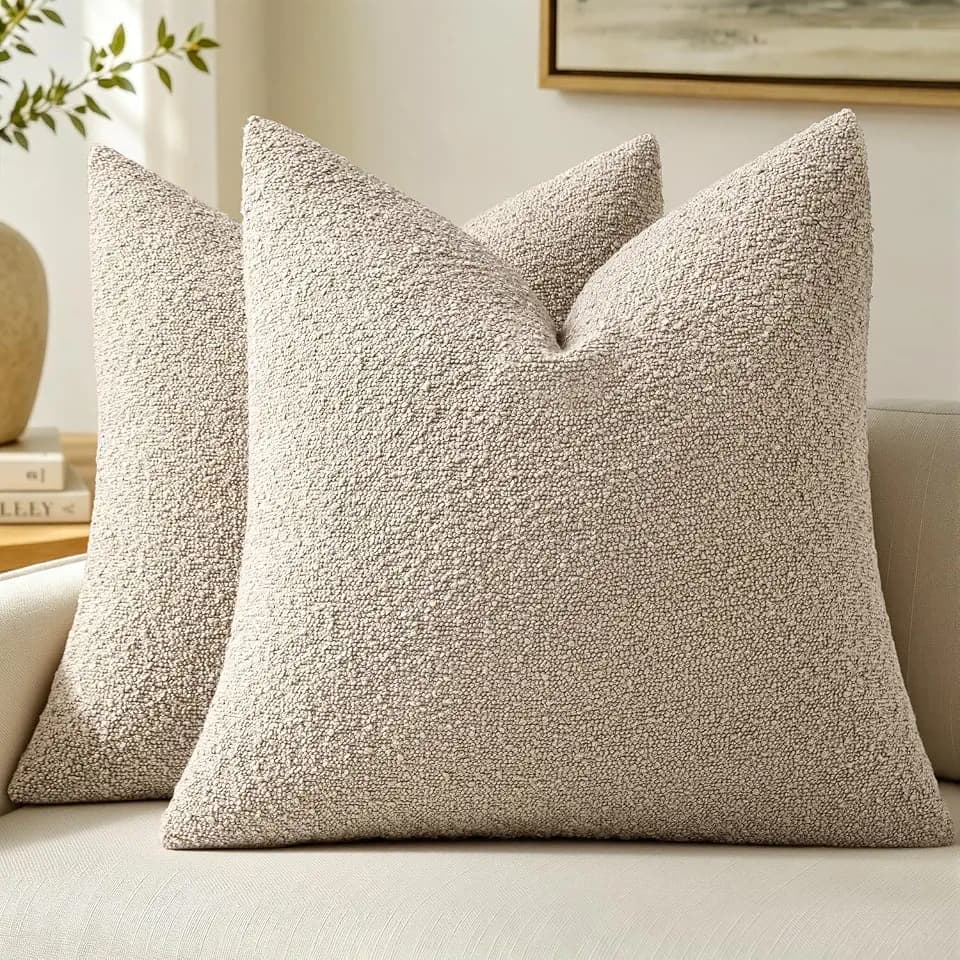 MIULEE 20x20 Decorative Boucle Couch Pillow Covers Oatmeal