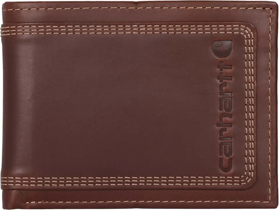 Carhartt Leather Triple-Stitched Passcase Wallet Brown