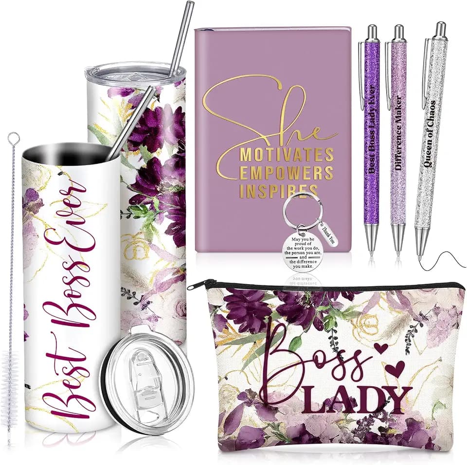 Skylety 7 Pcs Boss Gifts Set for Women, Best Boss Ever Gift, Purple