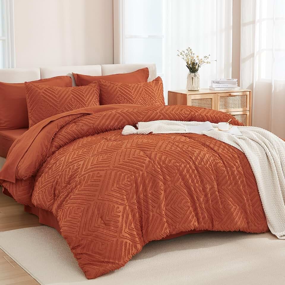 Andency Oversized King Comforter 120x98, Burnt Orange