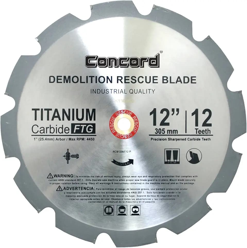 RCB1200T012HP 12" Teeth TCT Demolition Rescue Carbide Saw Blade