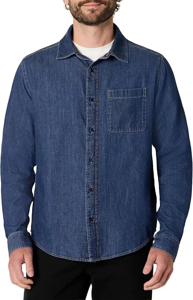 Amazon Essentials Men's Regular-Fit Long-Sleeve Button-Down Denim Shirt