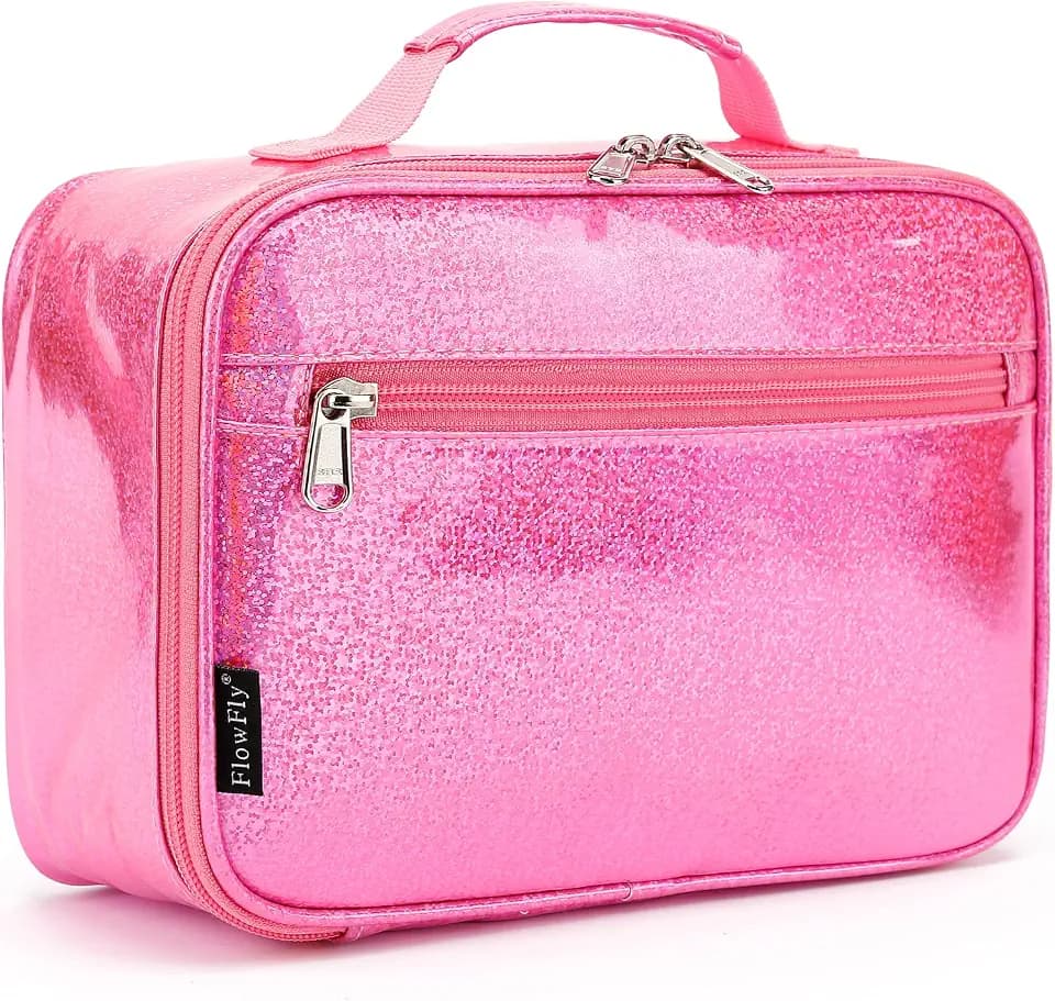 FlowFly Kids Lunch box Insulated Soft Bag Mini Cooler Back to School Thermal Meal Tote Kit for Girls, Boys,Pink