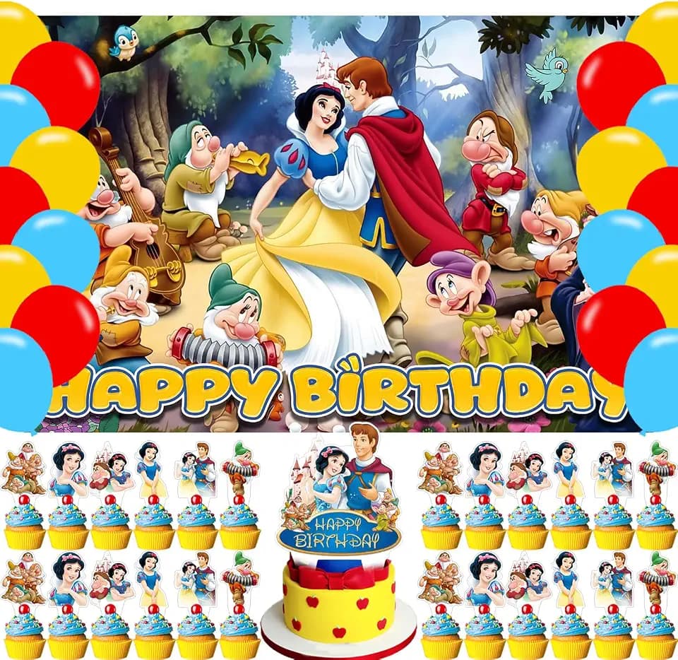 Princess Snow Birthday Backdrop,White Snow Poster for Princess Theme Party Decorations Movie Birthday Supplies Background Studio Shoot Photo Props