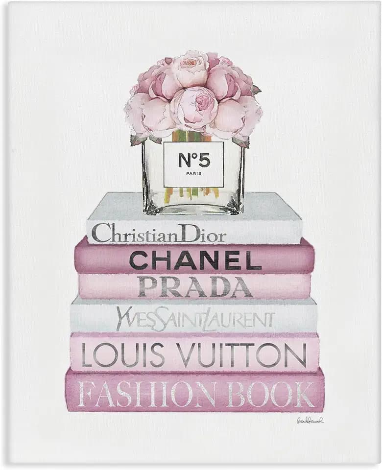 Soft Pink Rose Bookstack Floral, 36 x 48 Inch Canvas Wall Art