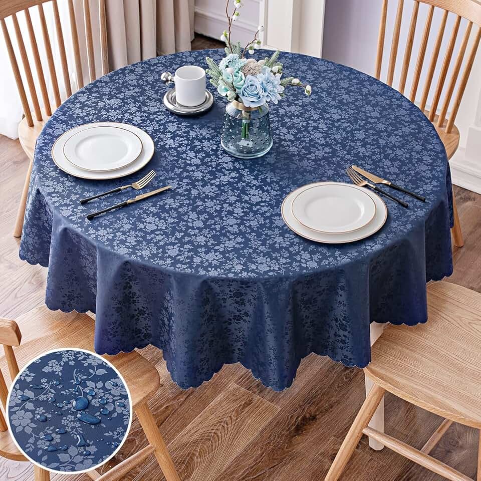 Smiry Round Waterproof Heavy Duty Vinyl Tablecloths, 70 x 70 Inch
