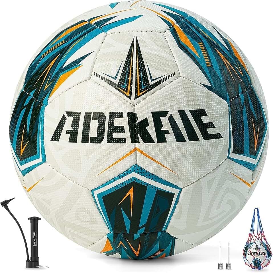 Soccer Ball Size 5 Recreational or Professional Outdoor Practice, PU Official Size&Weight, Size 5 Soccer Ball for Boys Youth Adults College Team, Ideal Gifts with Pump and Carry Net