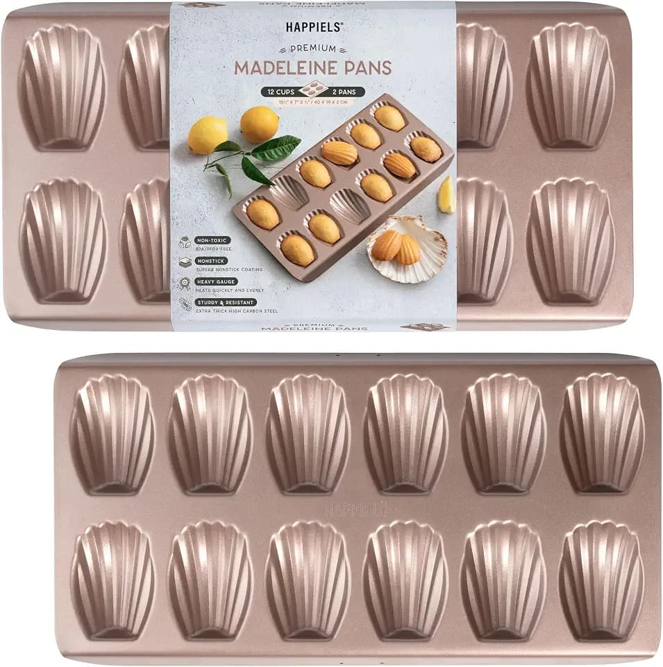 HAPPIELS 12 Well Madeleine Pan 2-Pack Nonstick, PFOA & BPA Free