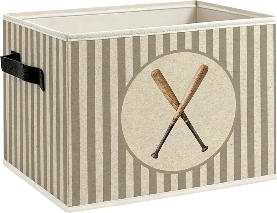Baseball Kids Sport Foldable Storage Bins Box with Handles