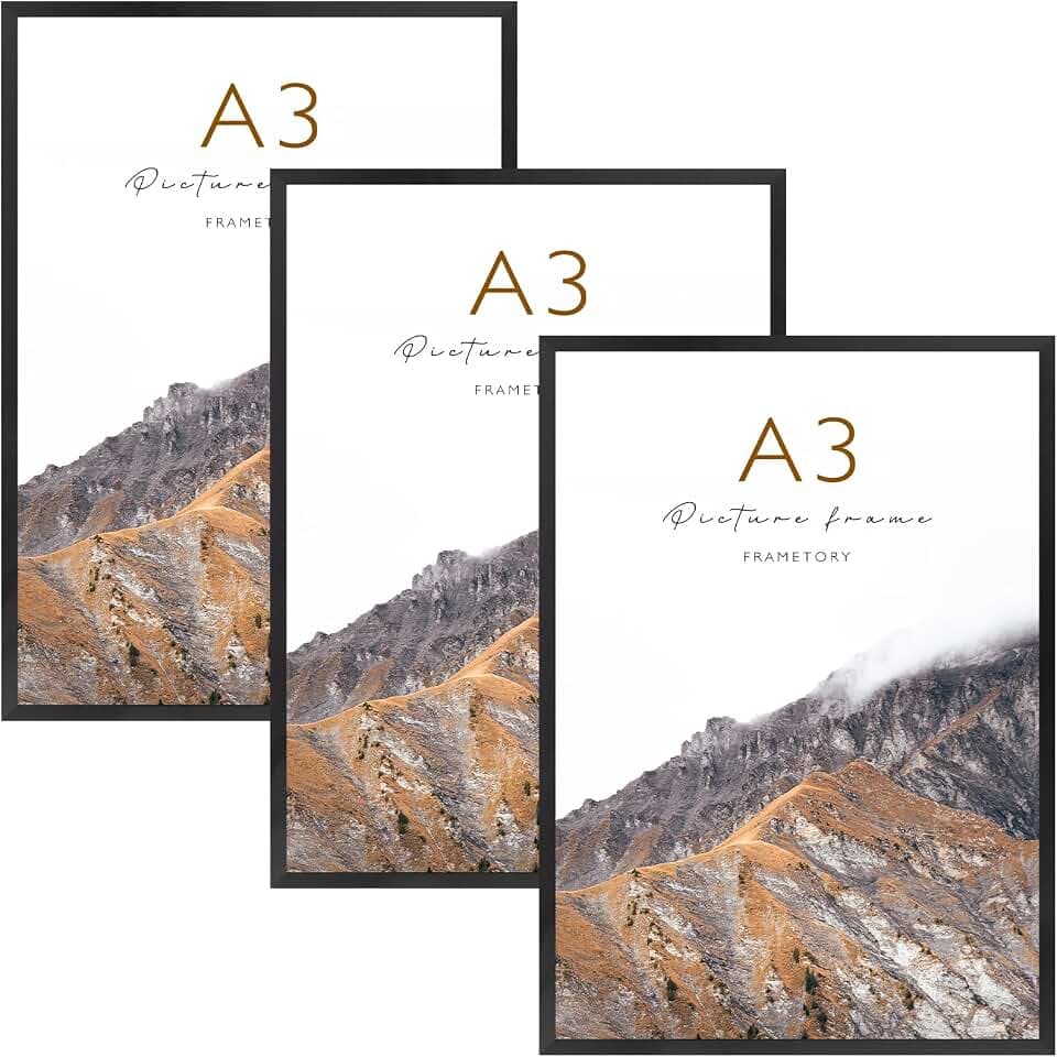 Frametory A3 Bronze Aluminum Picture Frame Acrylic Cover 3 Pack