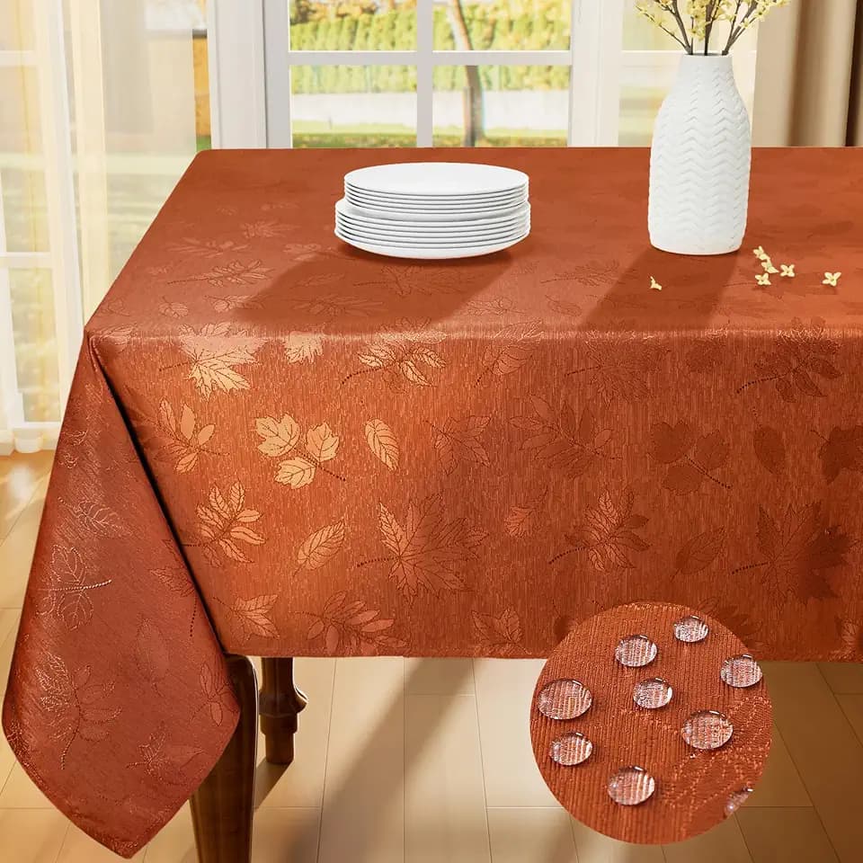 Smiry 60x84 Inch Thanksgiving Jacquard Rectangle Table Cloth for Fall