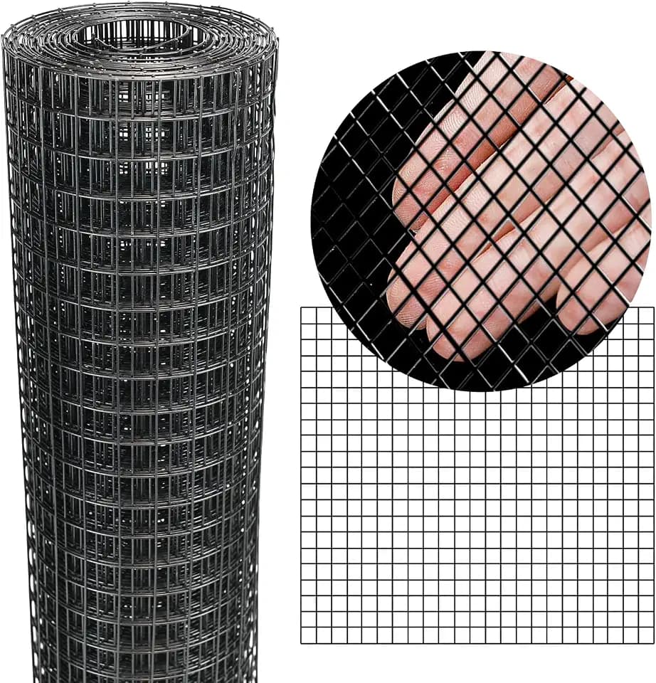 Black Hardware Cloth 8'' x 20' PVC Steel Vinyl Coated 1/2 inch Galvanized Wire Mesh Roll (19 GA) Chicken Wire Fence Roll, for coop Fences,Screen mesh, Rabbit/Snake Fences, Poultry enclosures, etc.