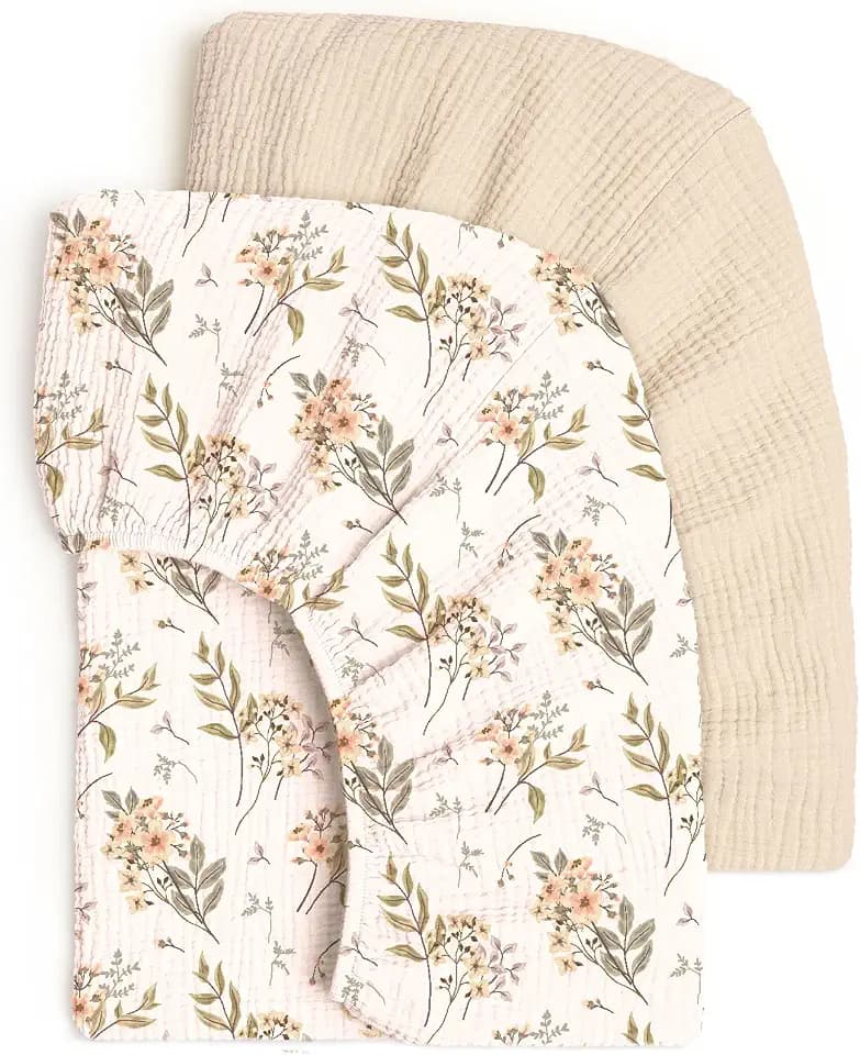 lulumoon Muslin Crib Sheets for Baby: Snug Fitted for 52x28 Crib Mattress