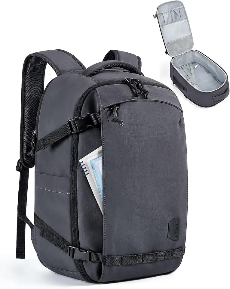 BAGSMART Travel Backpack for Women, 17.3 Inch Carry On Bag, Charcoal