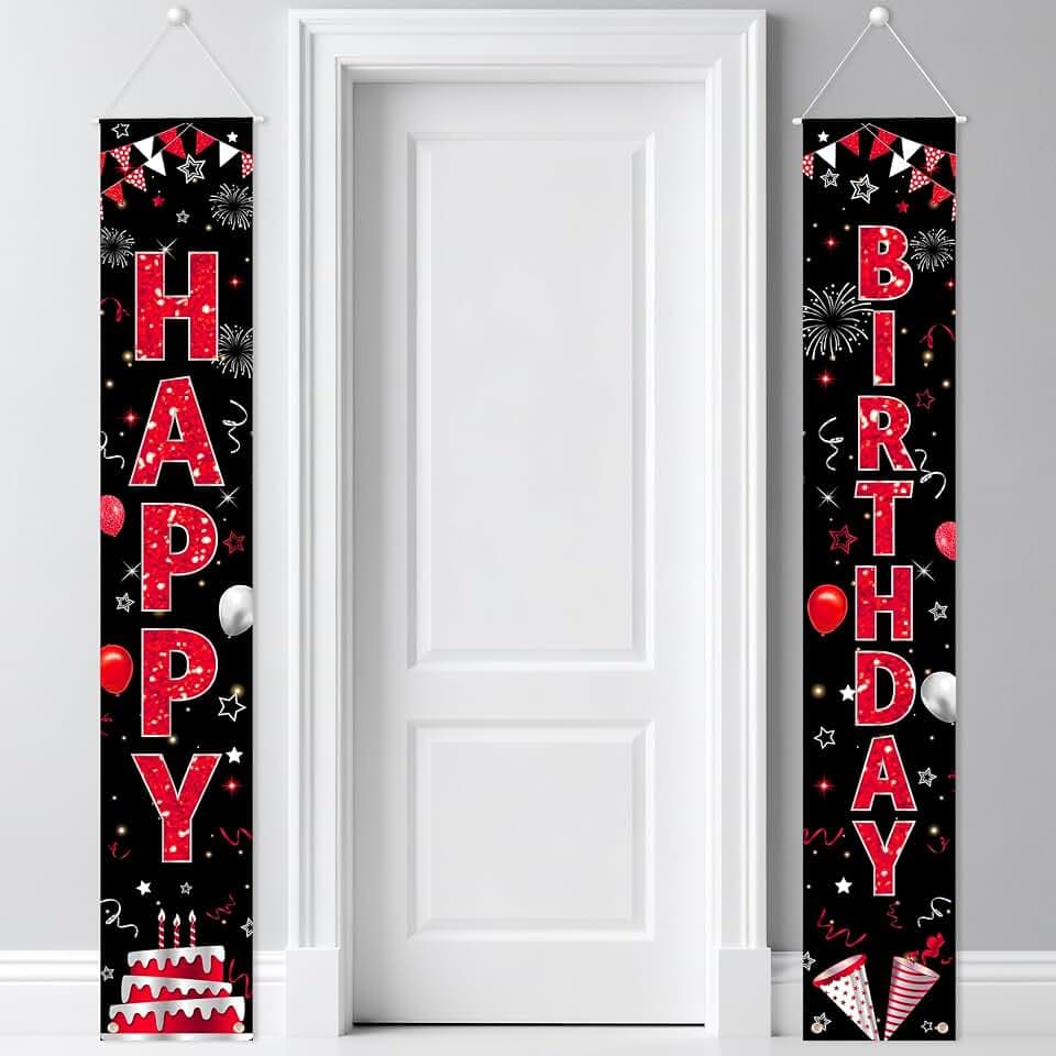 Birthday Decorations Banner, Happy Birthday Door Sign for Men Women Boys Girls Ideal Birthday Decorations Party Supplies Outdoor Indoor 72 x 12 Inch